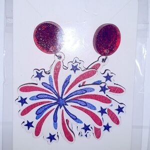 Fourth of July Earrings Fire Works Drop dangle Earrings NEW patriotic